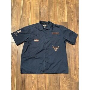 Harley Davidson Embroidered Patch Shirt Mens 2XL XXL Black Short Sleeve V Twin